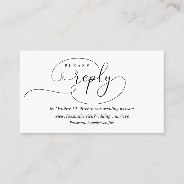 Online RSVP Reply, Modern Wedding Enclosure Card (Front)