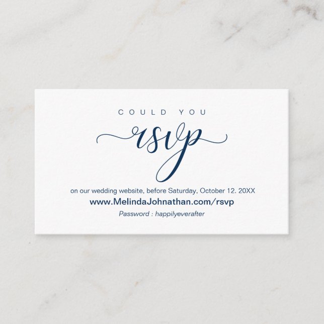 Online RSVP website respond, wedding Enclosure Card (Front)