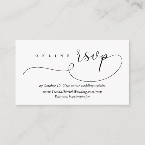 Online RSVP Wedding Reply Modern Minimalist  Enclosure Card