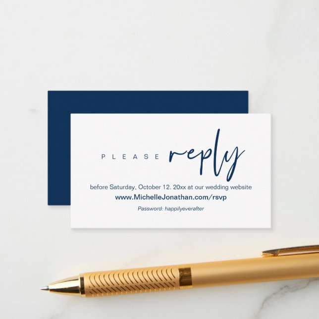 Online RSVP, Wedding website, Password, Modern Enc Enclosure Card (Front/Back In Situ)