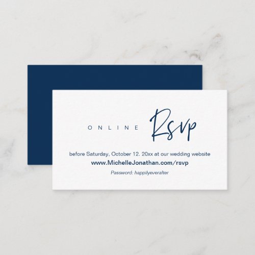 Online RSVP Wedding website Password Reminder E Enclosure Card