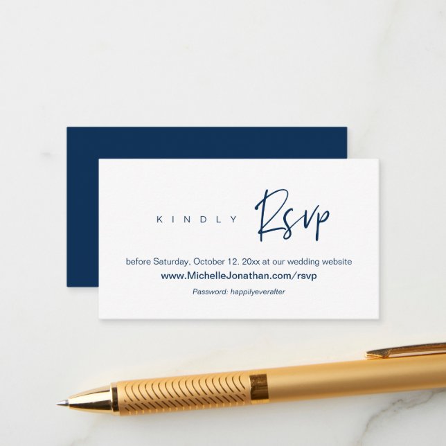 Online RSVP, Wedding website, Password, Reminder E Enclosure Card (Front/Back In Situ)