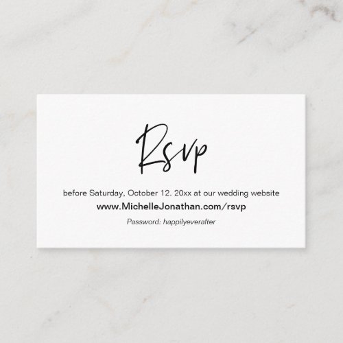 Online RSVP Wedding website Password reminder Enclosure Card
