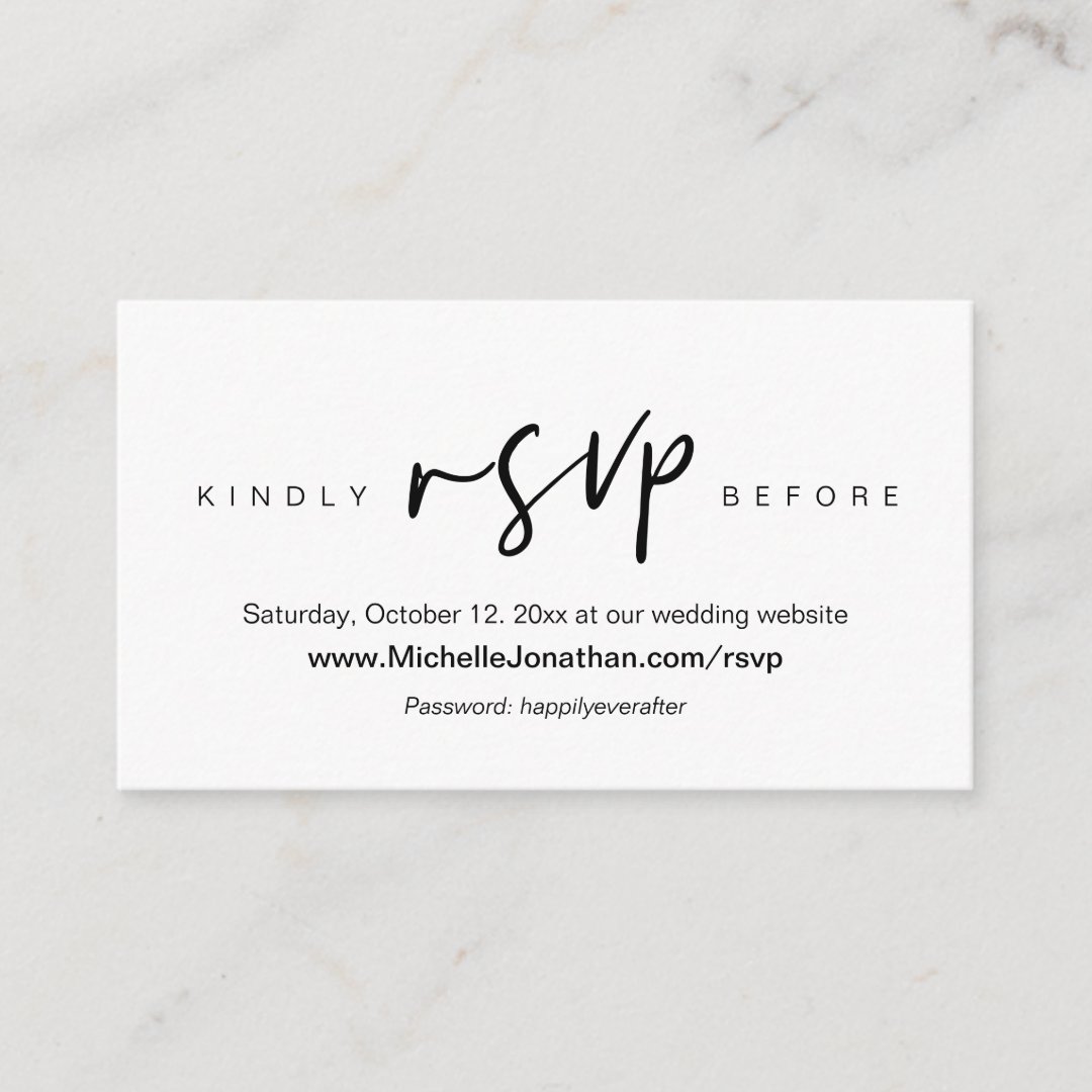 Online RSVP, Wedding website, Password, Reminder Enclosure Card | Zazzle