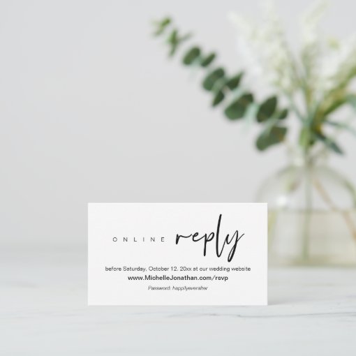 Online RSVP, Wedding website, Password, Reminder Enclosure Card | Zazzle