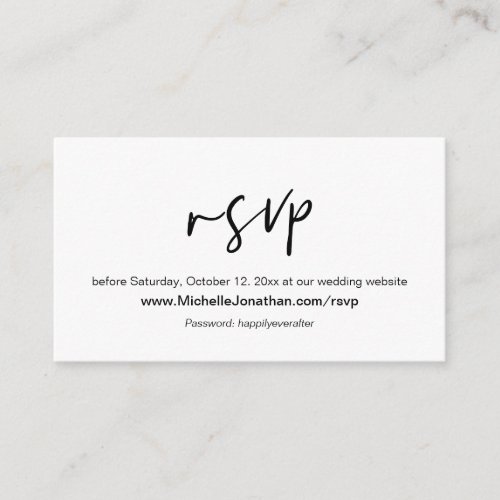 Online RSVP Wedding website Password Reminder Enclosure Card