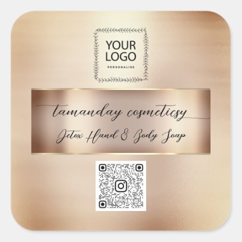 Online Shop QRCode Logo Photo Product Rose Skinny Square Sticker