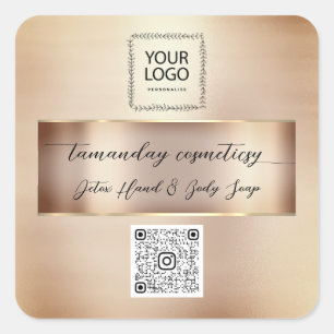 Online Shop QRCode Logo Photo Product Rose Skinny Square Sticker