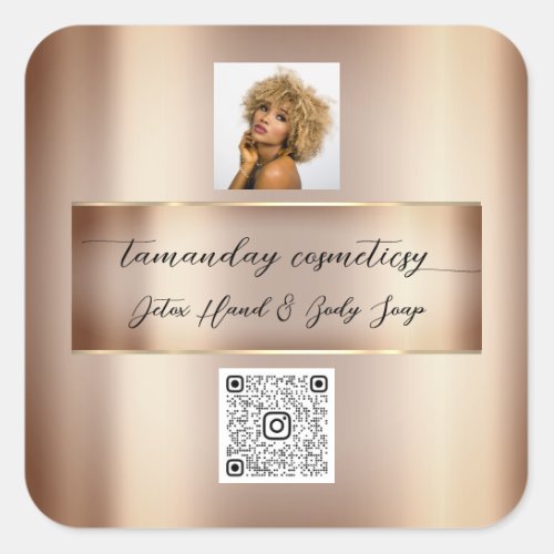 Online Shop Rose QRCode Logo Photo Product Rose Square Sticker