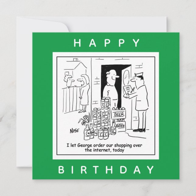 Online Shopping for Beer Cartoon Card (Front)