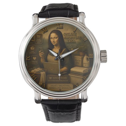 Online Shopping Funny Mona Lisa Shopper Gift Watch
