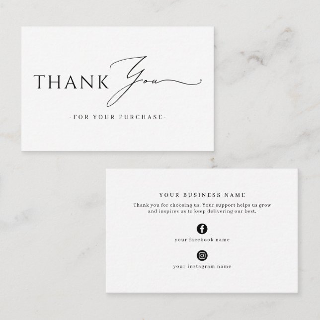 Online Store Promotional Thank You Business Insert (Front/Back)