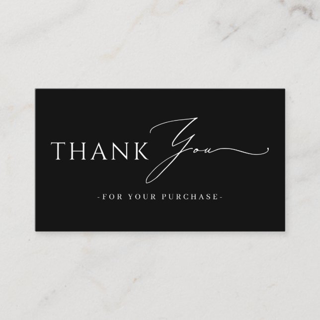 Online Store Thank You QR Code website Black Business Card (Front)