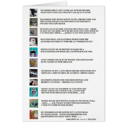 Online Texting/Chat Cards by JokeAppTv tm (Front)