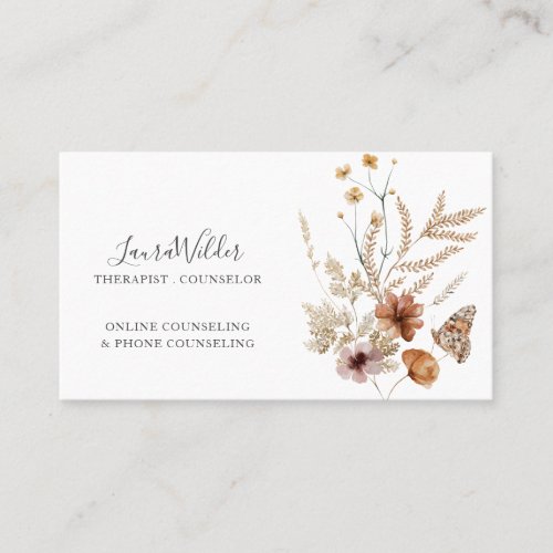 Online Therapist Counselor Wildflowers Business Card