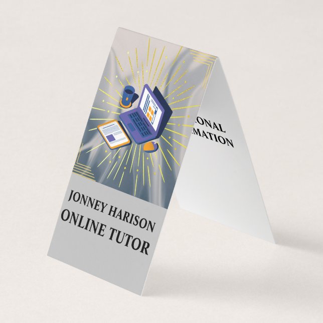 Online Tutor Educator Mentor Coach Silver Gray Business Card (Front)