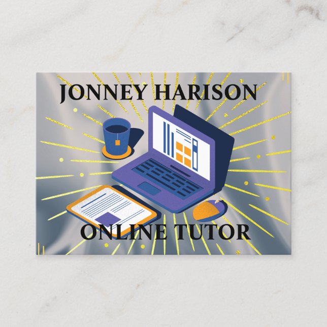 Online Tutor Educator Mentor Coach Silver Gray Business Card (Front)