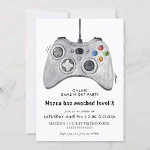 Online Video Game Birthday Party Invitation