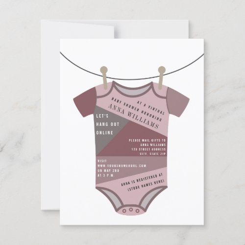 Online Virtual Baby Shower By Mail Plum Bodysuit Invitation