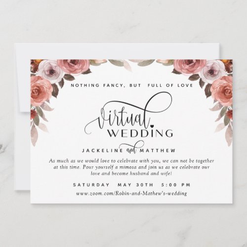 Online Virtual Wedding Burgundy Blush Floral Save The Date