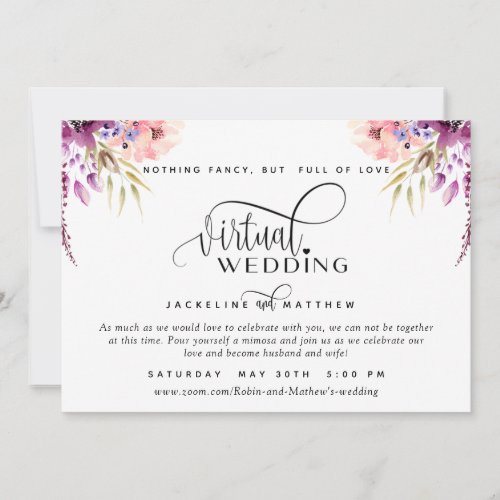 Online Virtual Wedding Purple Lilac Orchid Floral Save The Date