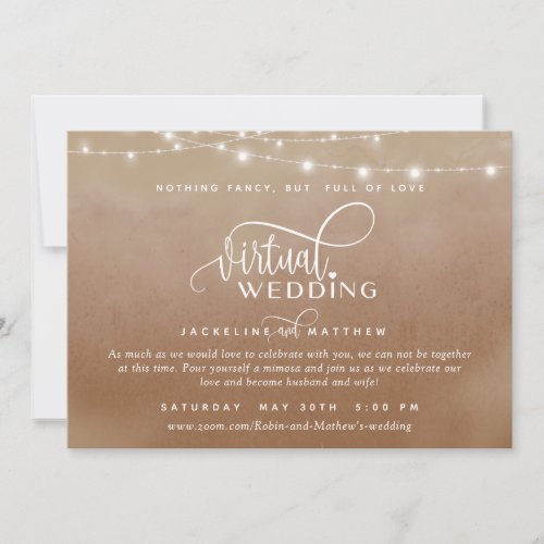 Online Virtual Wedding Terracotta String Lights Save The Date