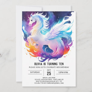 Online Watercolor Pony Birthday Invitation