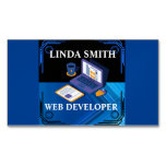 Online Web Developer Social Media Manager Blue   Business Card Magnet