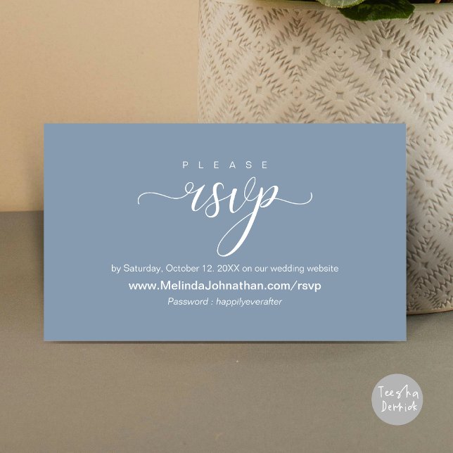 Online Wedding RSVP respond, elegant Enclosure Card (Online Wedding RSVP respond, elegant Enclosure Card, Dusty Blue)