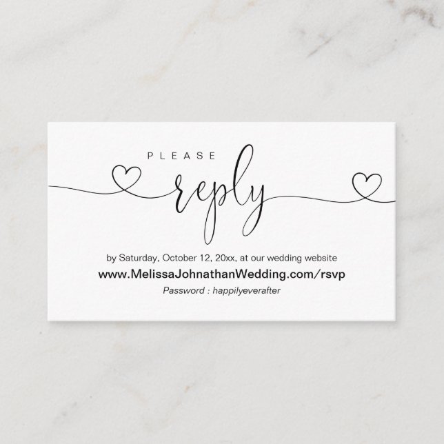 Online Wedding Website RSVP, Modern calligraphy Enclosure Card (Front)