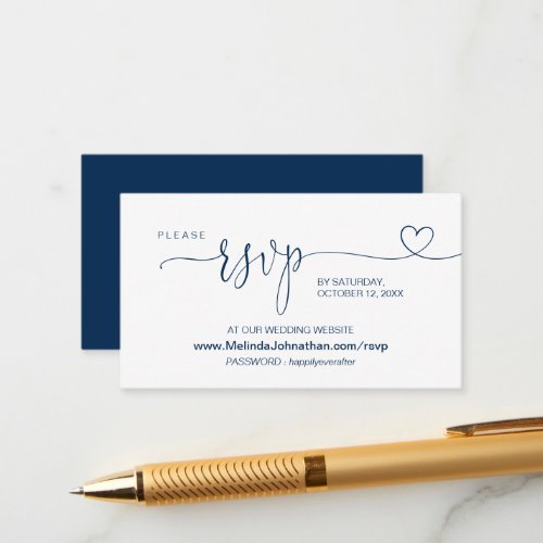 Online Wedding Website RSVP Modern Navy Blue Enclosure Card