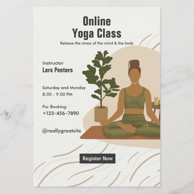 Online Yoga Classes Promotional  Flyer (Front)