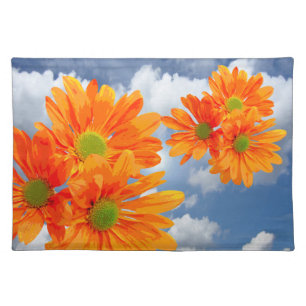 Only 3 Gerbera Daisy Blossoms + your text & ideas Cloth Placemat