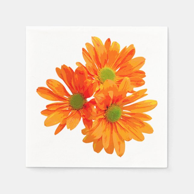 Only 3 Gerbera Daisy Blossoms + your text & ideas Paper Napkins (Front)