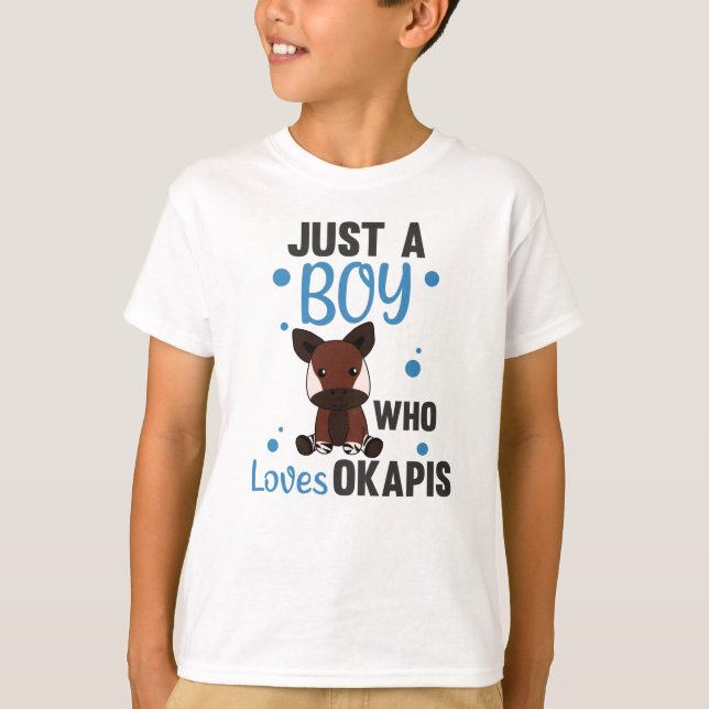 Only A Boy Of Okapis Loves - Waldgiraffe Zebra T-Shirt (Front)