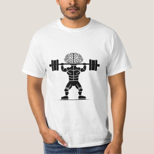 Only a brain with arms carrying free weights T_Shirt