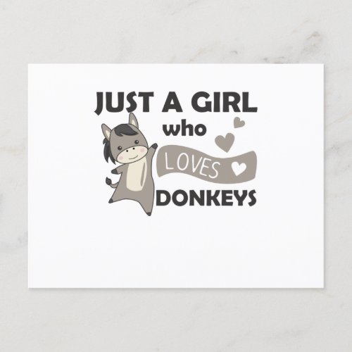 Only A Girl Loves The Donkey _ Sweet Donkey Postcard
