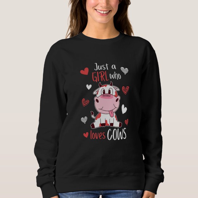 Only A Girl Who Loves Cows Village Child Sweatshirt (Front)
