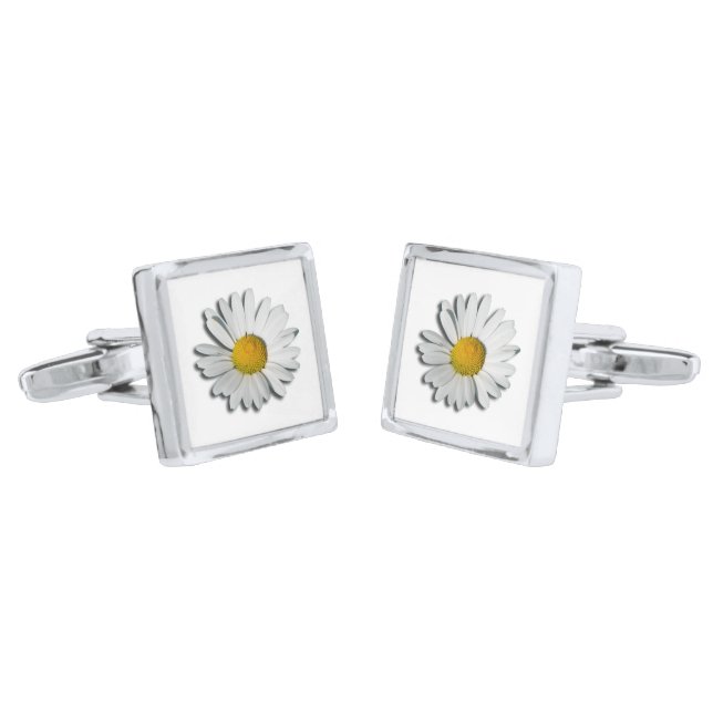 Only a Marguerite Blossom + your text & ideas Cufflinks (Angled)