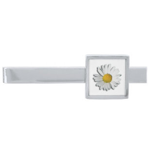 Only a Marguerite Blossom + your text & ideas Silver Finish Tie Bar