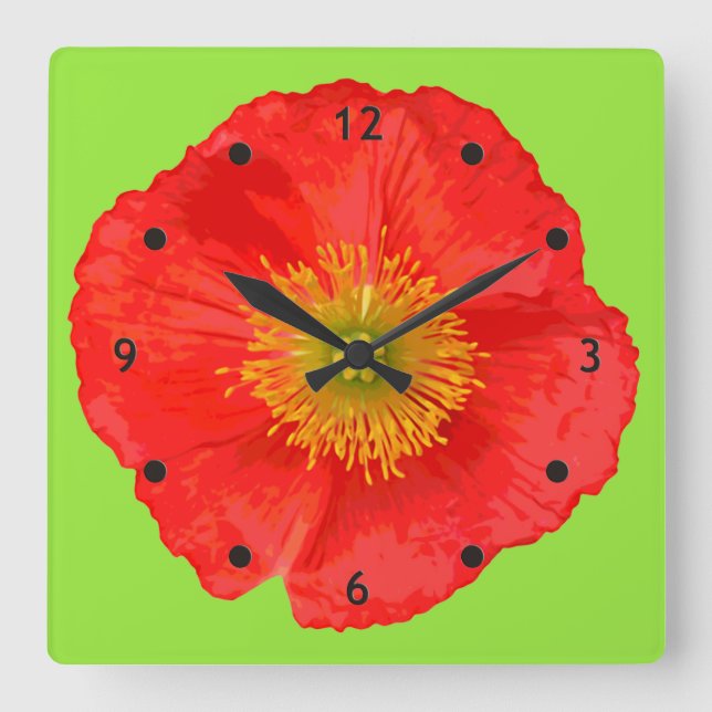 Only a Poppy Blossom + your backgr. & ideas Square Wall Clock (Front)