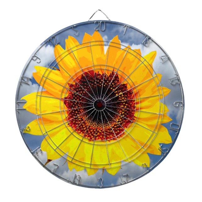 Only a Sunflower Blossom + your text & ideas Dartboard With Darts (Front)