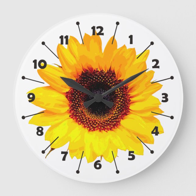 Only a Sunflower Blossom + your text & ideas Large Clock (Front)