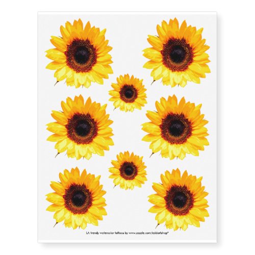 Only a Sunflower Blossom + your text & ideas Temporary Tattoos