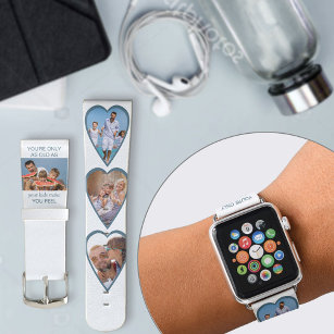Only as Old as .. Heart Shaped Photos Funny Blue Apple Watch Band