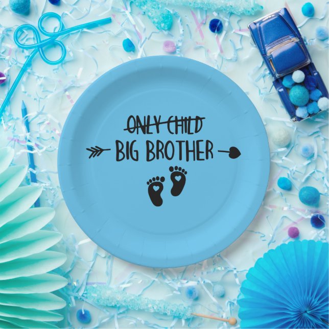 Only Child Crossed Out Now Big Brother Paper Plates (Party)