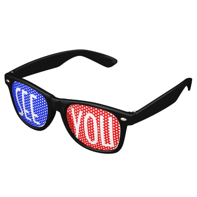 Only Color Background - blue red + your ideas Retro Sunglasses (Angled)
