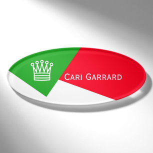 Only Color Background - grass green white Name Tag
