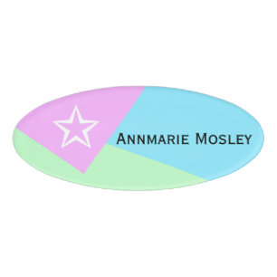 Only Color Background - light mint pink Name Tag
