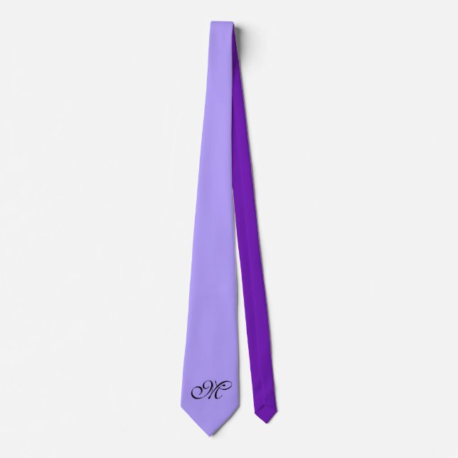 Only Color Background - violet purple + monogram Neck Tie (Front)